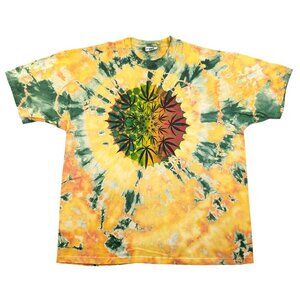 Vintage Fat Cats Tie Dye T-Shirt Rasta Plant Deadstock Made USA XL NWOT